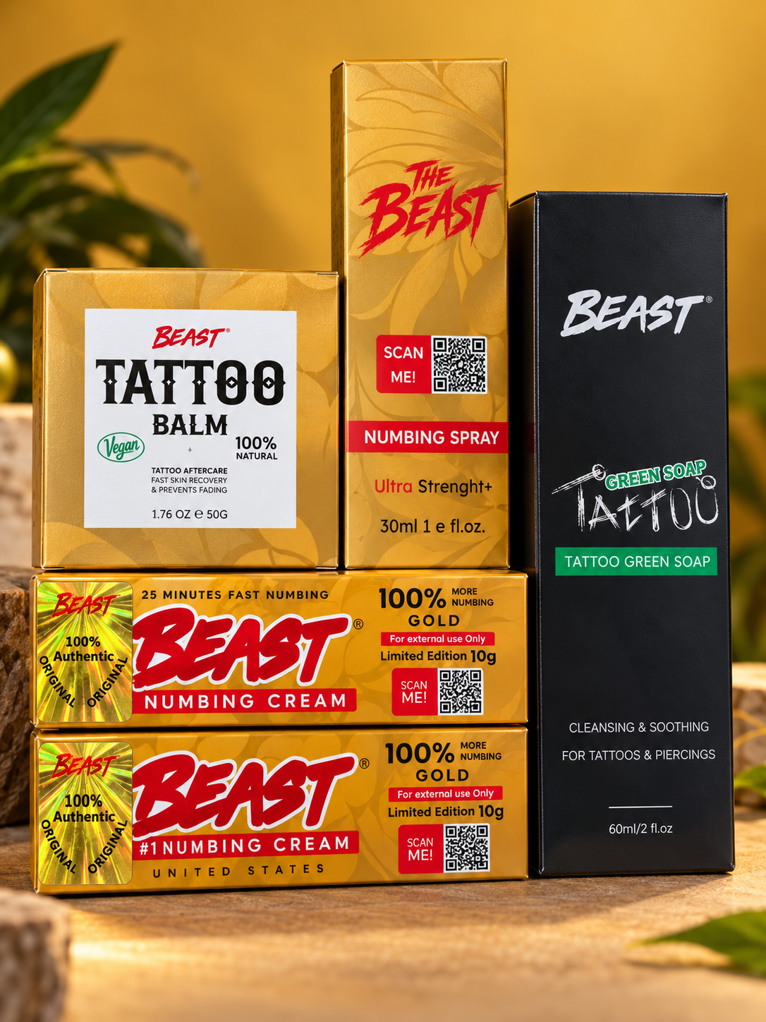 Beast tattoo numbing and aftercare kit product bundle